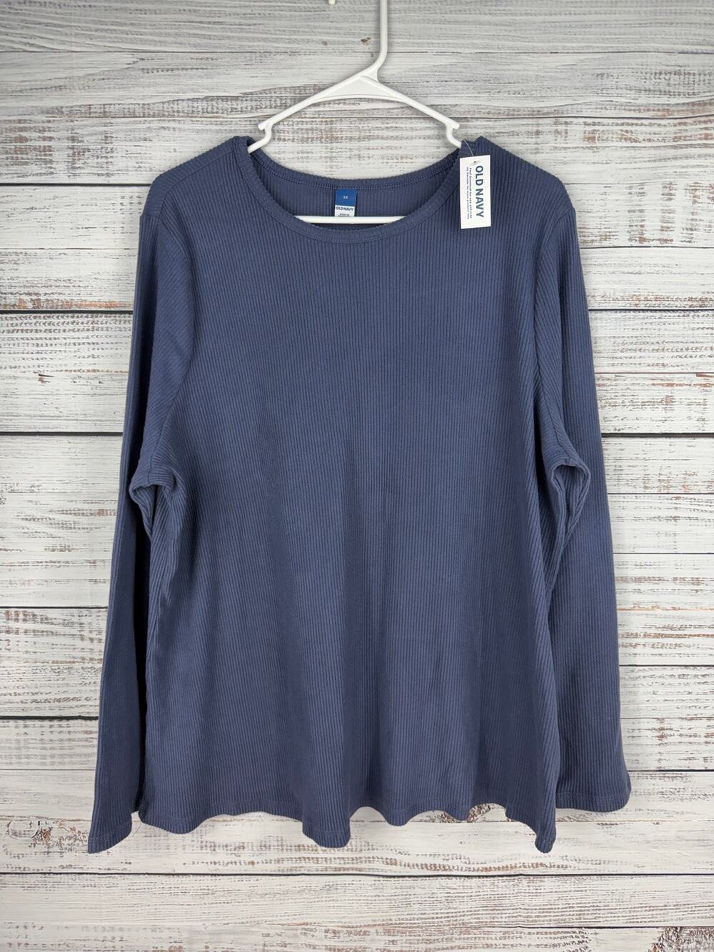 Old Navy 3X Purple Ribbed Long Sleeve Top Soft Comfort Basic NEW Cozy Lounge